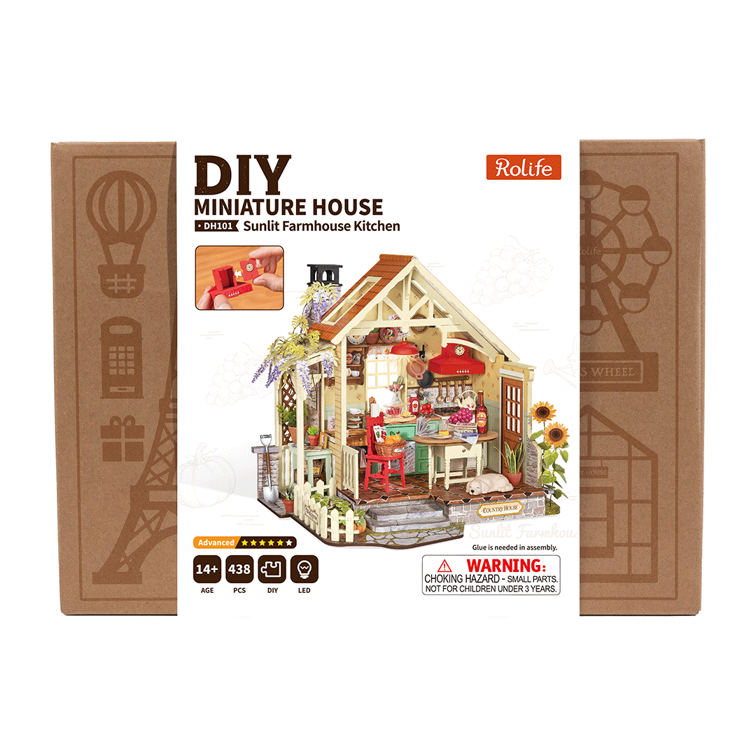 Rolife Sunlit Farmhouse Kitchen DIY Miniature House Kit
