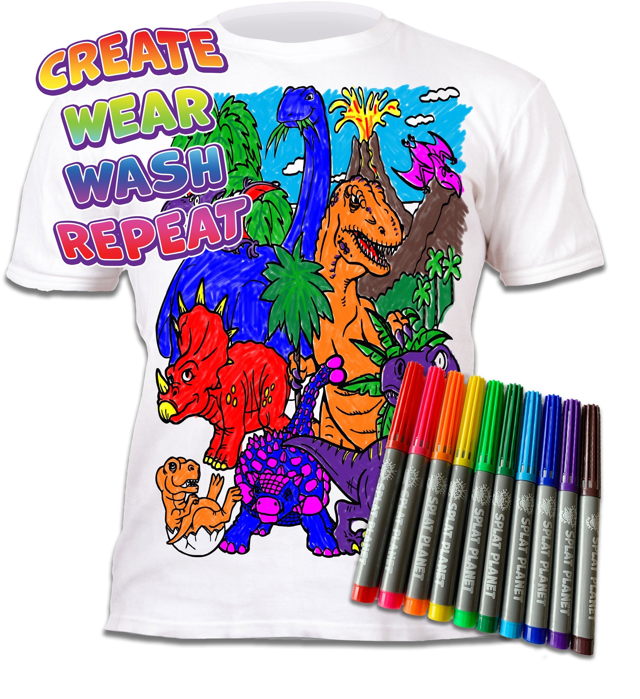 Dinosaur Colour In T-Shirts