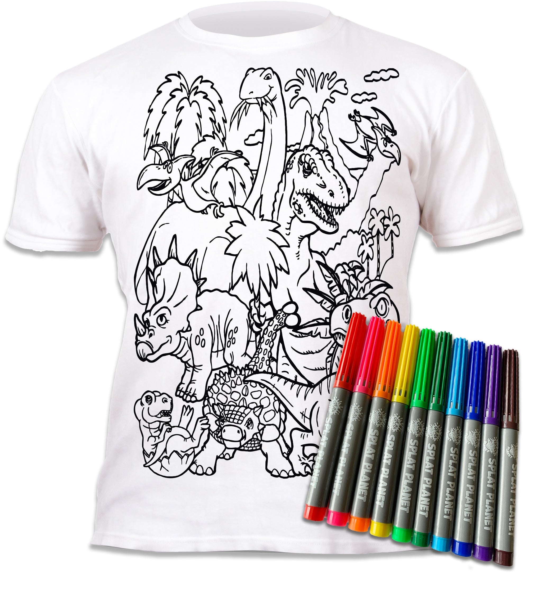 Dinosaur Colour In T-Shirts