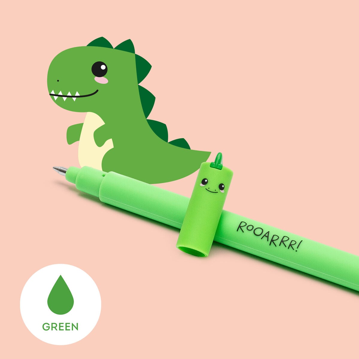 Legami Dino Erasable Gel Pen Green Ink 0.7mm