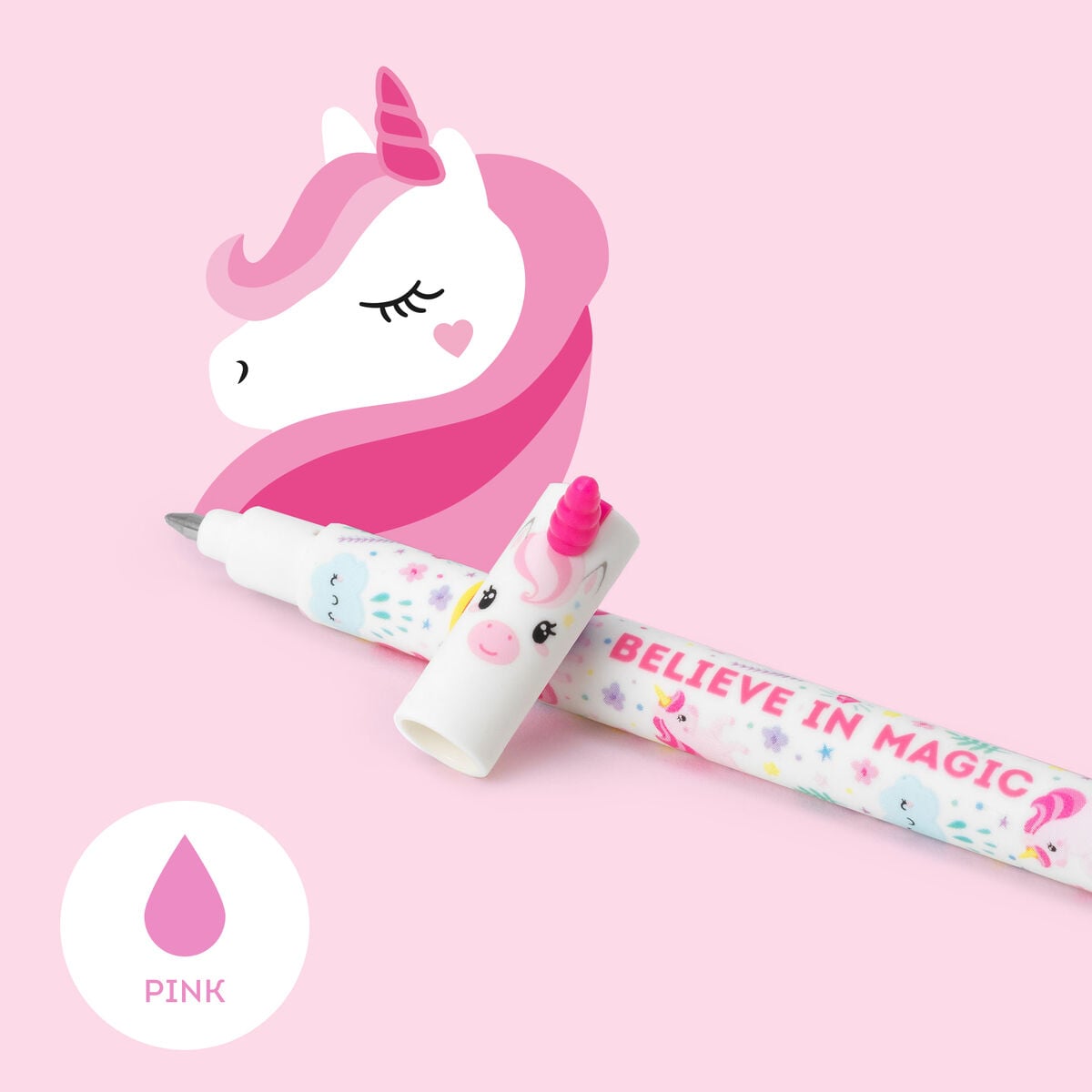 Legami Unicorn Erasable Gel Pen Pink Ink 0.7mm