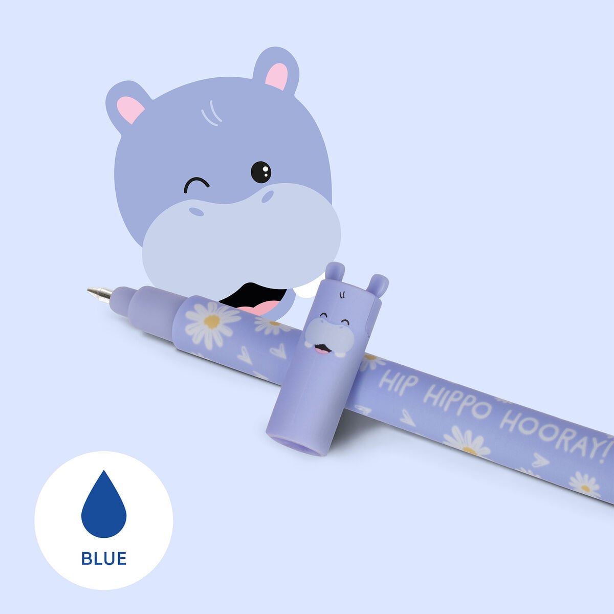 Legami Hippo Erasable Gel Pen Blue Ink 0.7mm