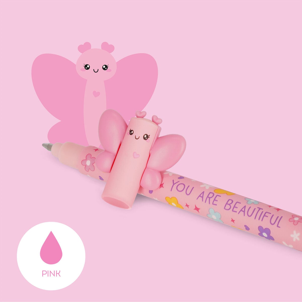 Legami Butterfly Erasable Gel Pen Pink Ink 0.7mm
