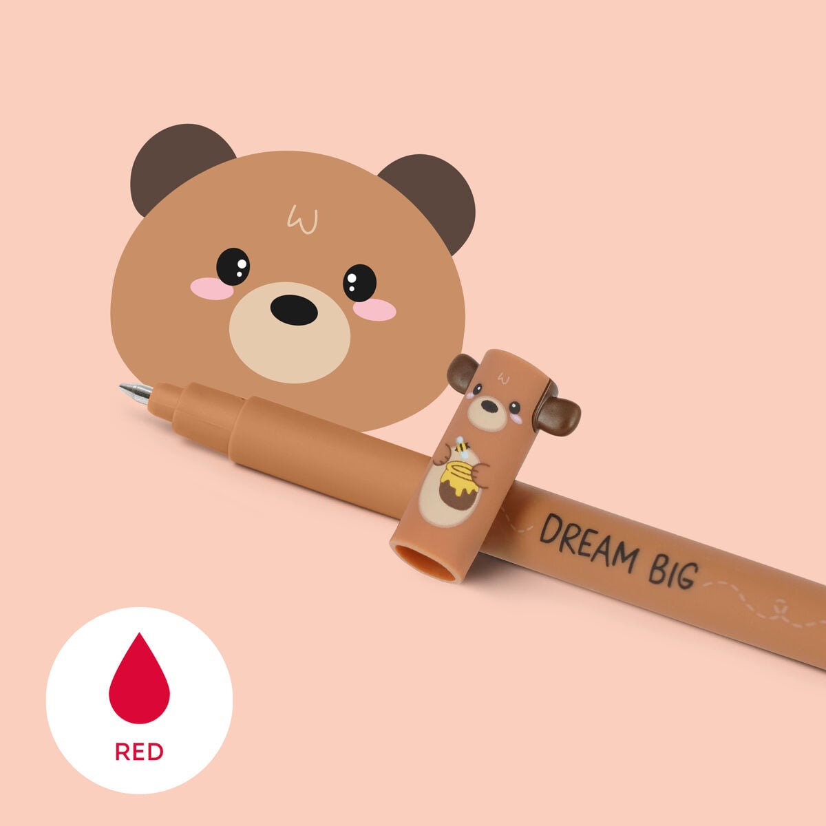 Legami Teddy Bear Erasable Gel Pen Red Ink 0.7mm