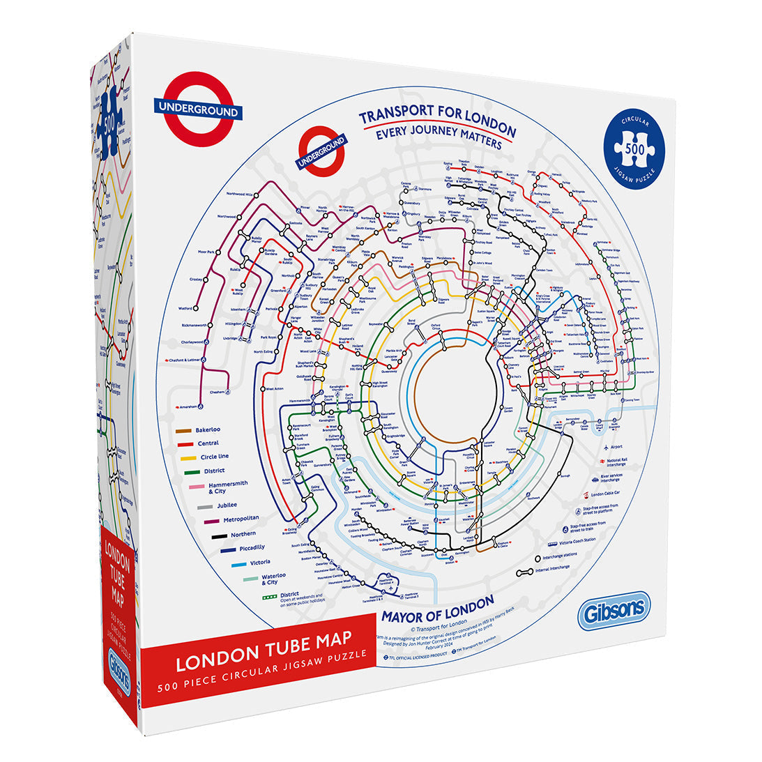 Gibsons TfL: Circular Underground Map 500 piece Circle Jigsaw Puzzle
