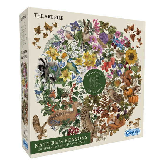 Gibsons The Art File: Nature's Seasons 500 piece Circle Jigsaw Puzzle