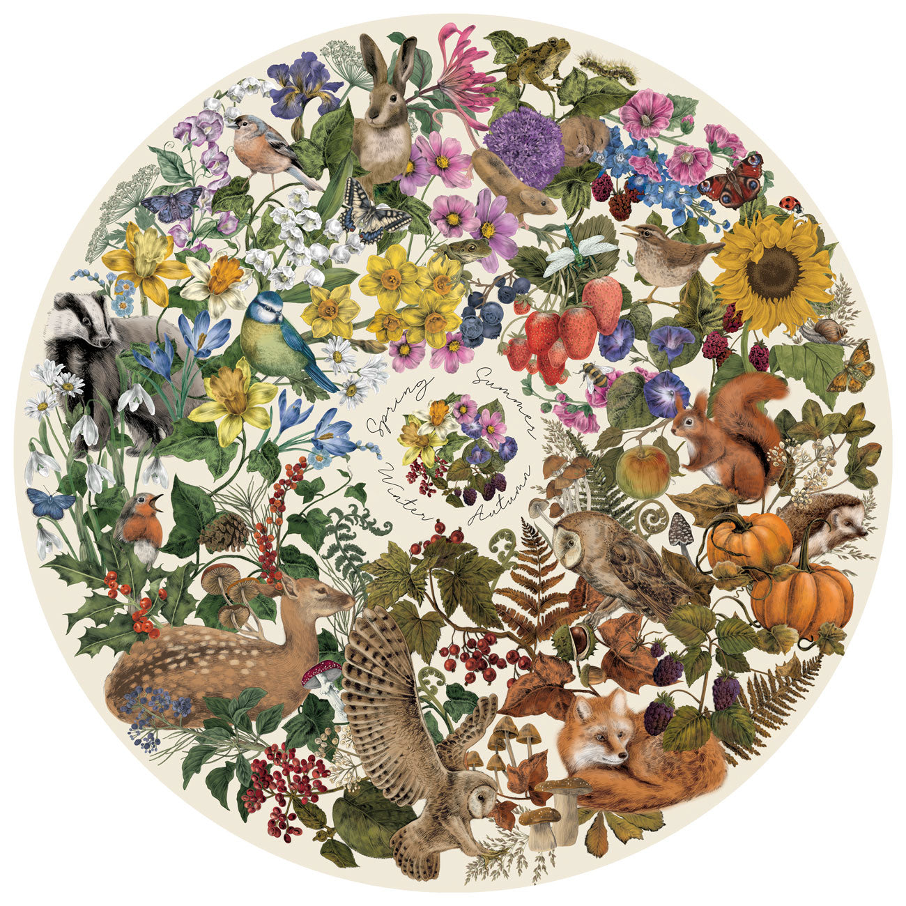 Gibsons The Art File: Nature's Seasons 500 piece Circle Jigsaw Puzzle