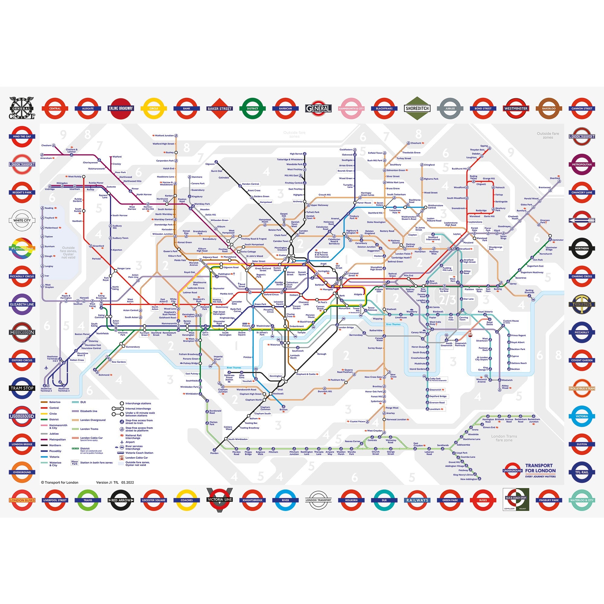 Gibsons TfL: London Tube Map 1000 piece Jigsaw Puzzle