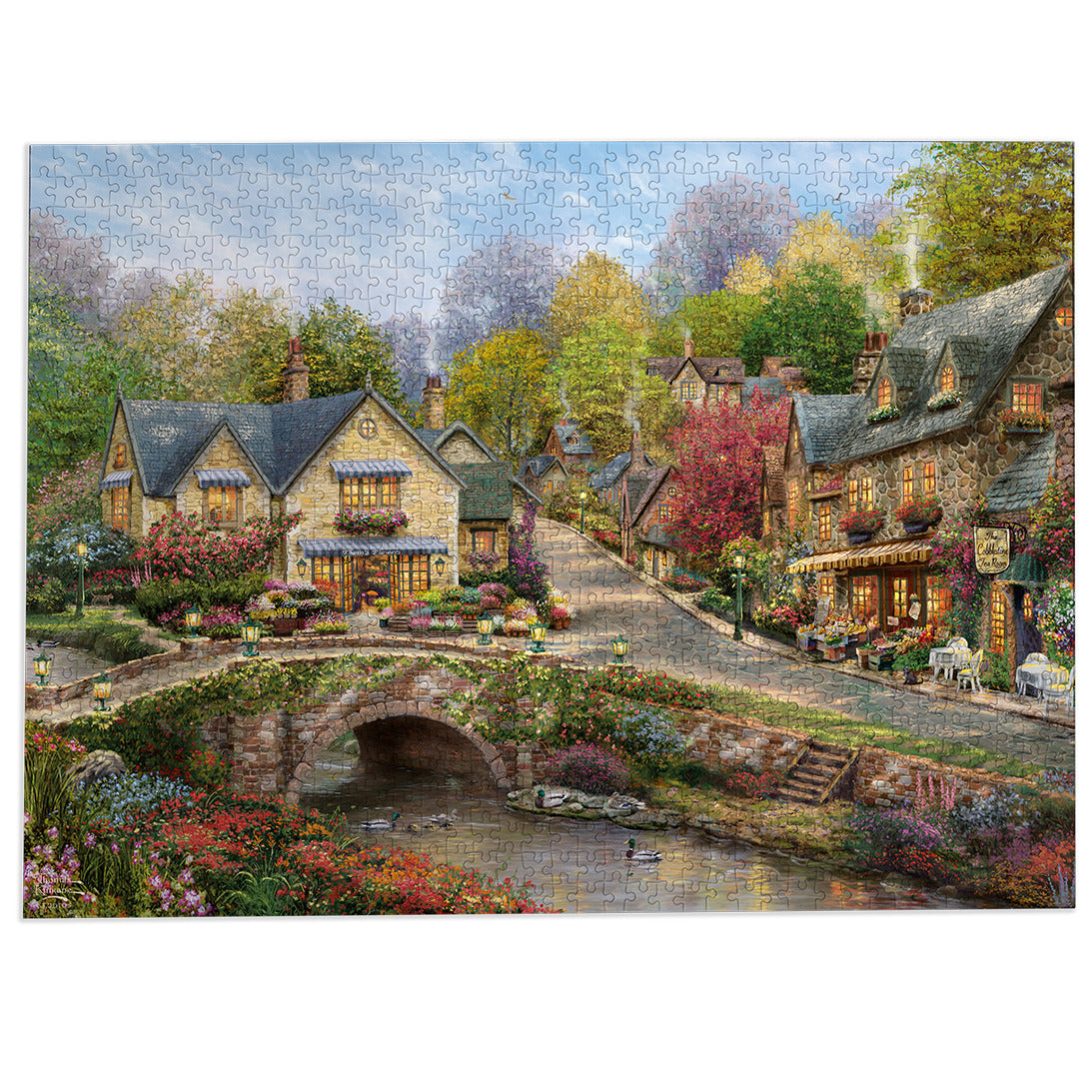 Gibsons Thomas Kinkade: Summer in Cobblestone Village 1000 piece Jigsaw Puzzle