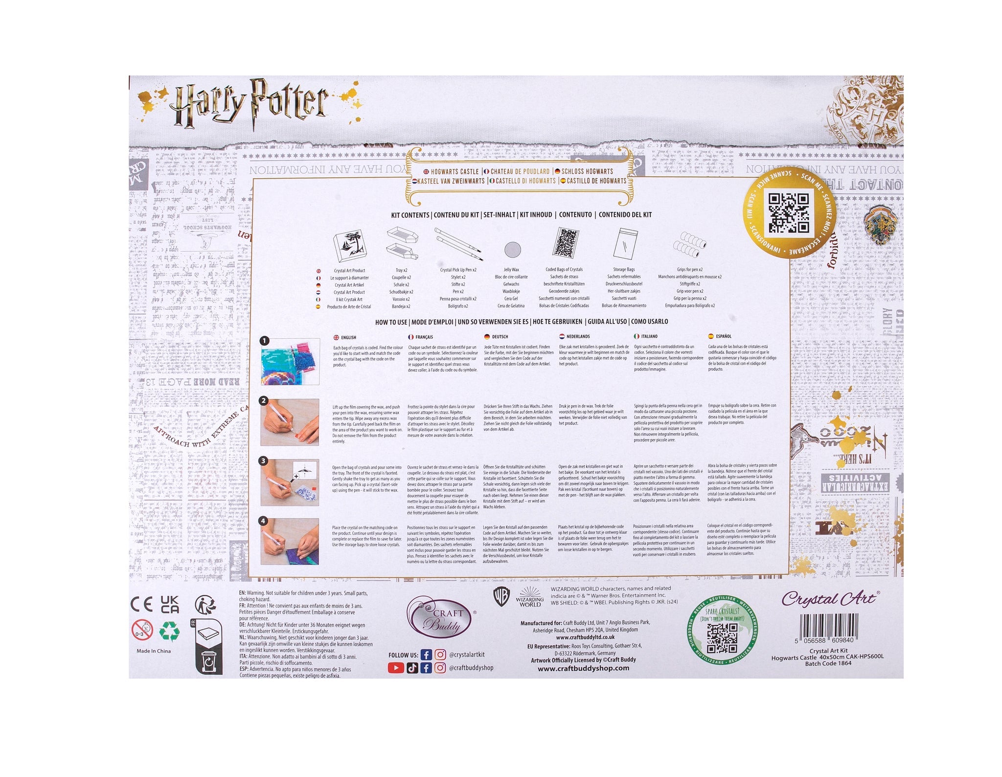 Hogwarts Castle, 40x50cm Crystal Art Kit