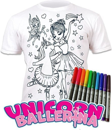 Unicorn Ballerina Colour In T-Shirts