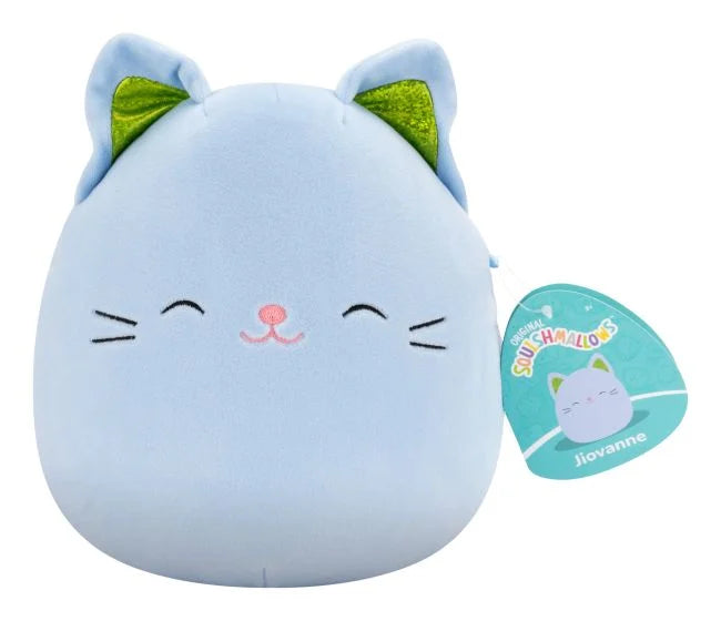 7.5 Squishmallows Jiovanne - Lavender Cat W/Closed Eyes and Green Ears