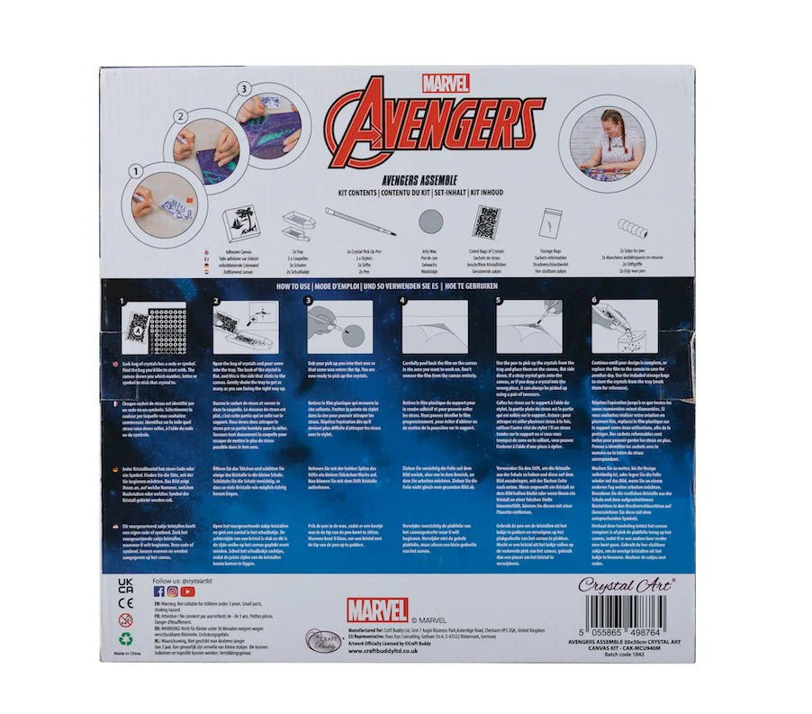 Superheros 30x30cm Crystal Art Canvas Kit