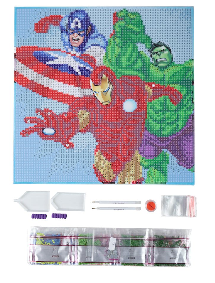Superheros 30x30cm Crystal Art Canvas Kit