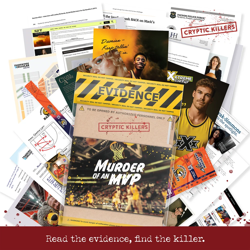 Cryptic Killers Murder of an MVP Murder Mystery Game