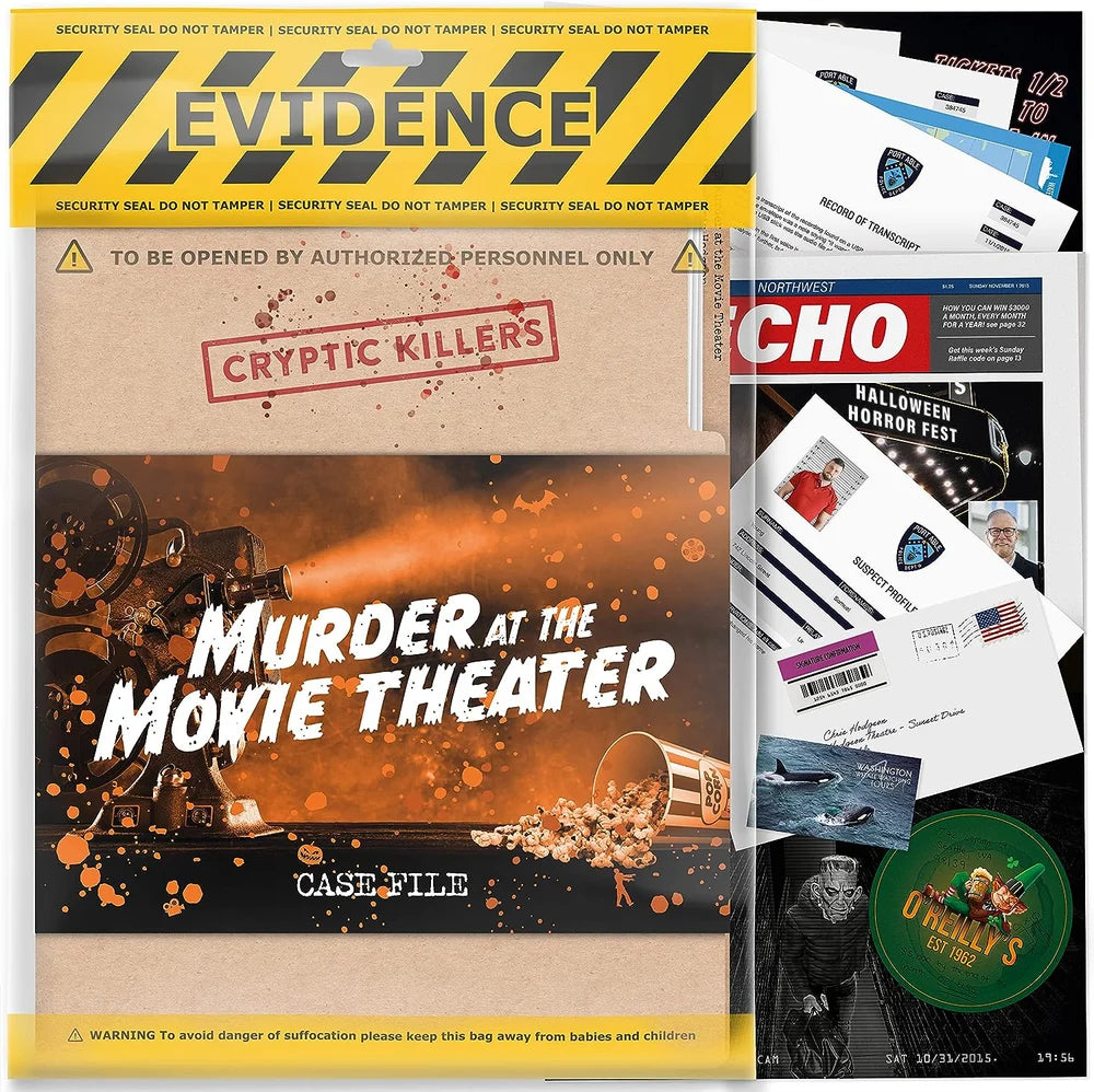 Cryptic Killers Murder at the Movie Theater Murder Mystery Game