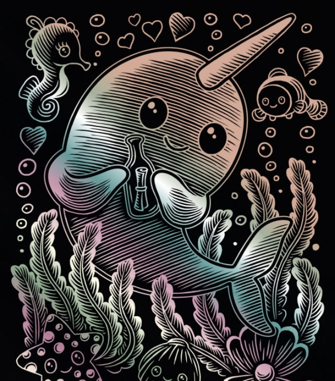 Kawaii Artfoil Holographic Narwhal