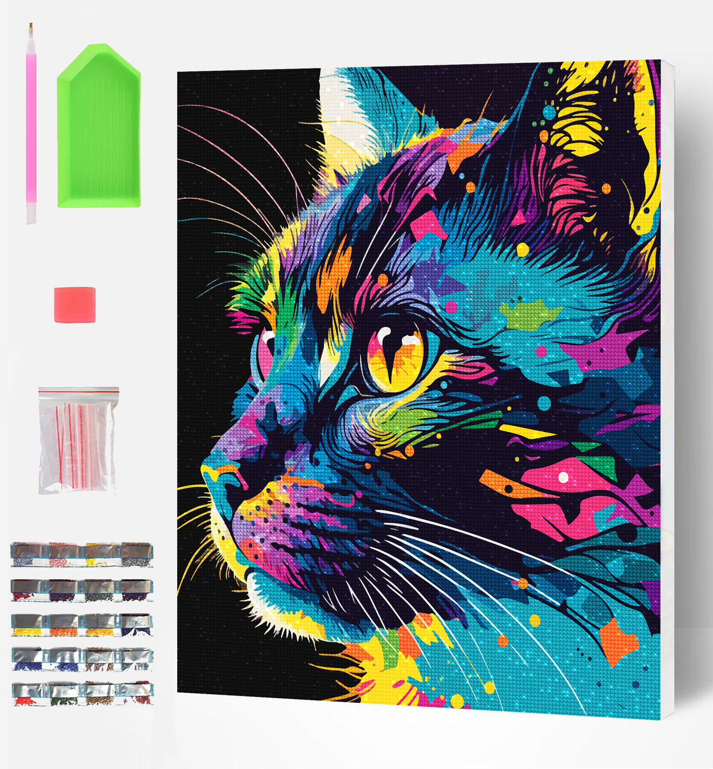 Bright coloured Cat Diamond Art