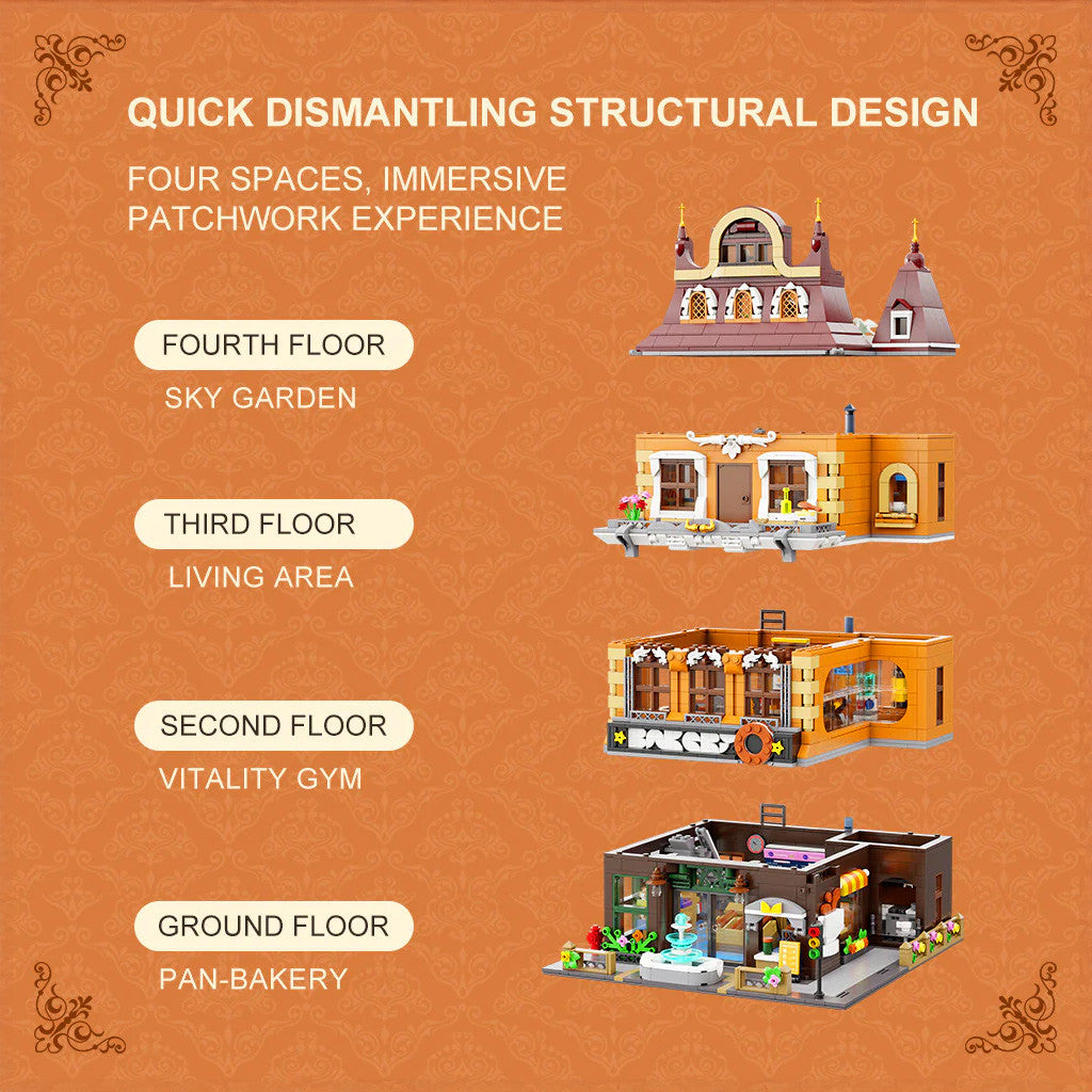 Pantasy Bakery 4 Storey Building Block Set 2663 Pieces