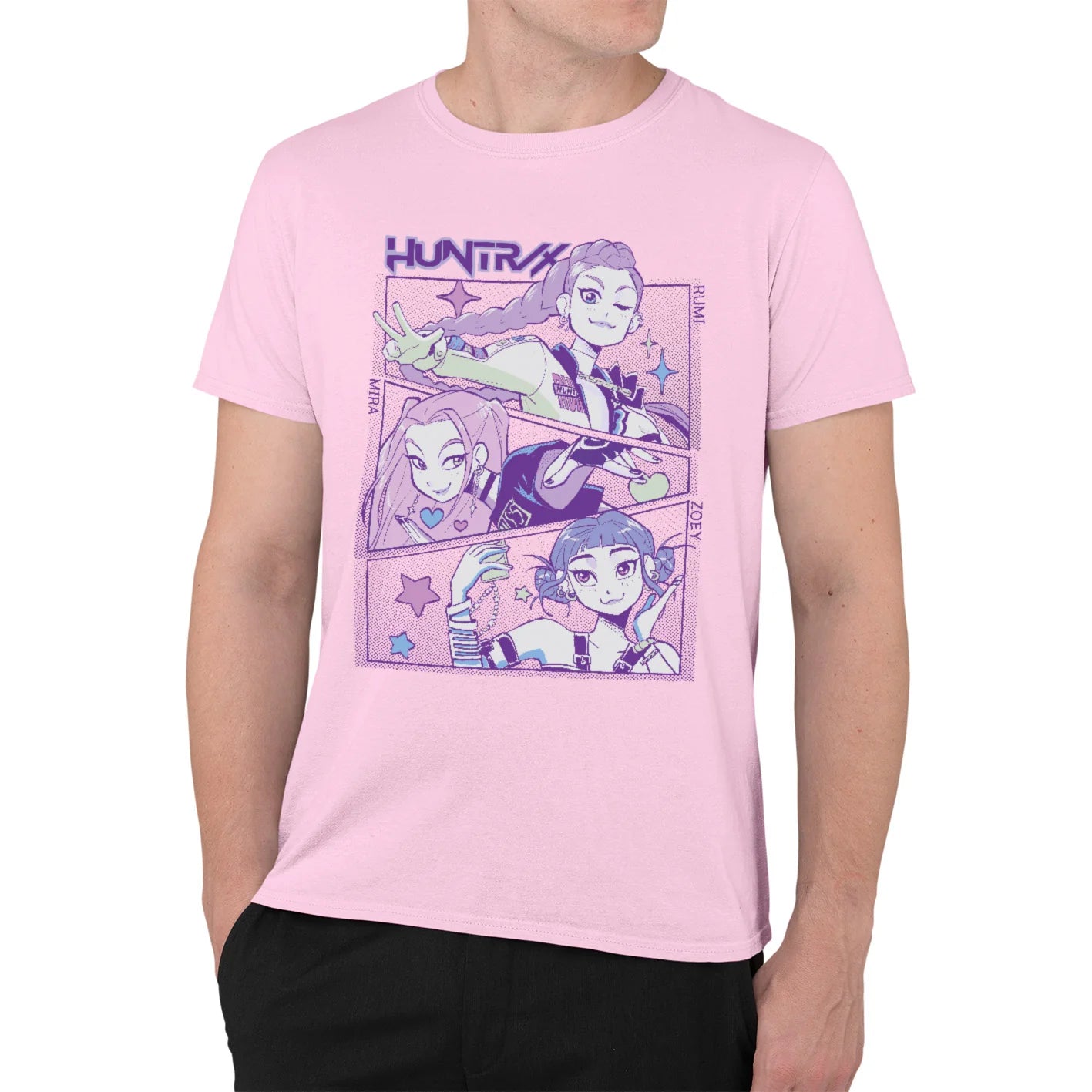 K-Pop Demon Hunters (Huntrix) Light Pink Unisex Short Sleeve T-Shirt (12-13yrs)