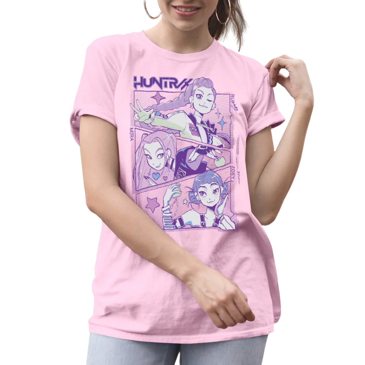 K-Pop Demon Hunters (Huntrix) Light Pink Unisex Short Sleeve T-Shirt (7-8yrs)