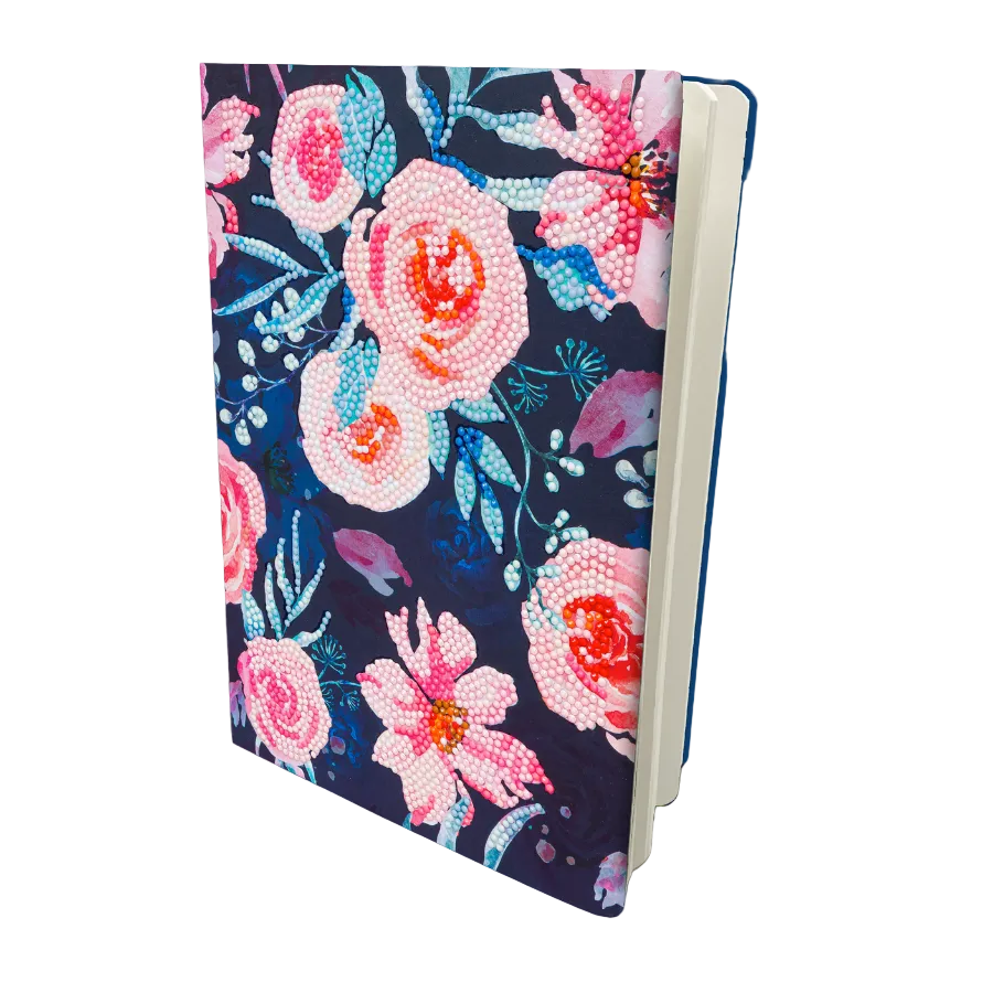 Pretty Pink Flowers, Crystal Art Notebook