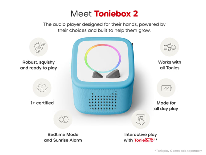 Toniebox 2 Sky Blue Starter Set With Creative Tonie Rubie