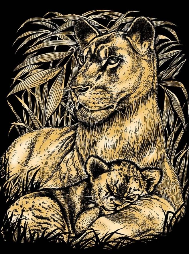 Artfoil Gold Lion & Cub