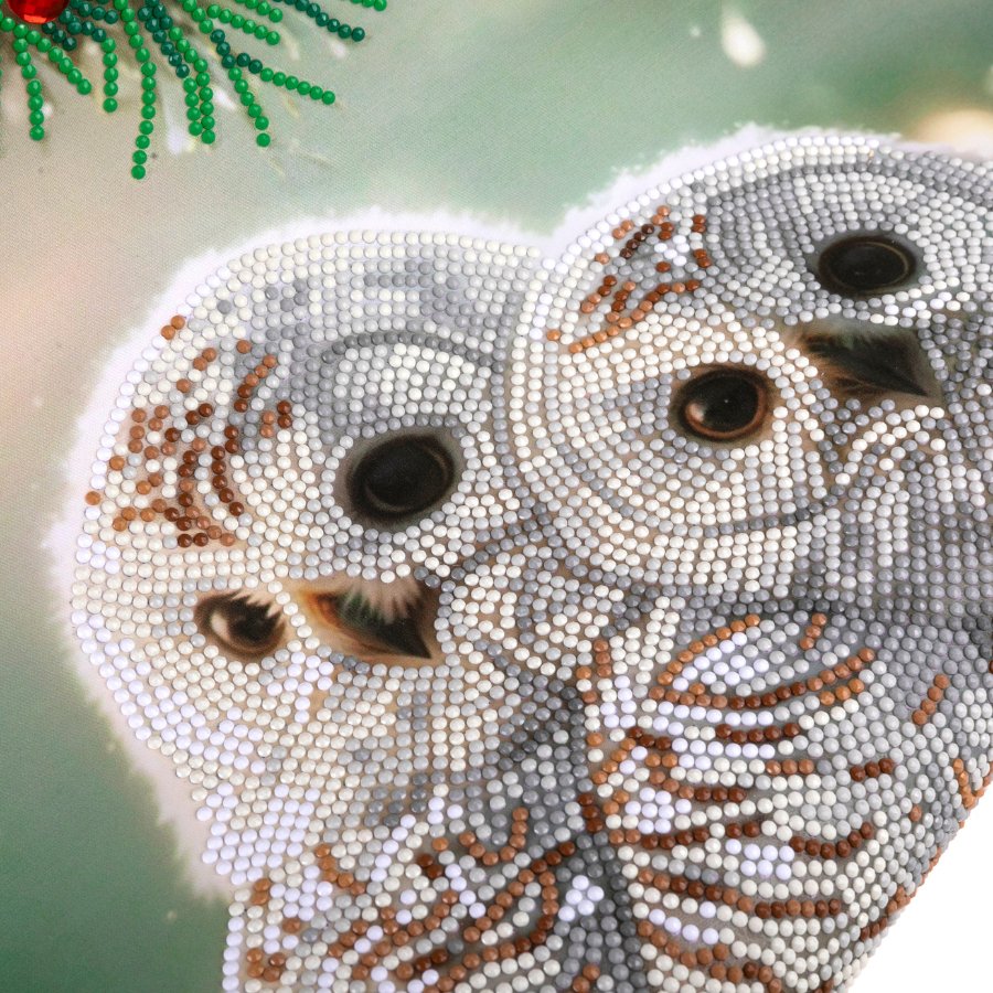 Snowy Owls Sanctuary, 40x50cm Crystal Art Scroll
