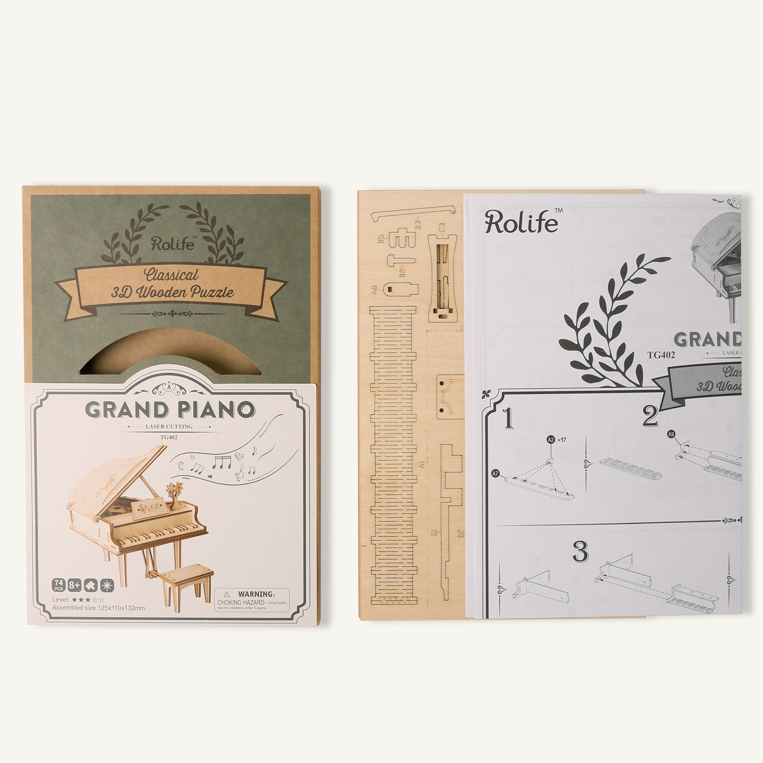 Rokr Grand Piano 3D wooden puzzle Model Kit