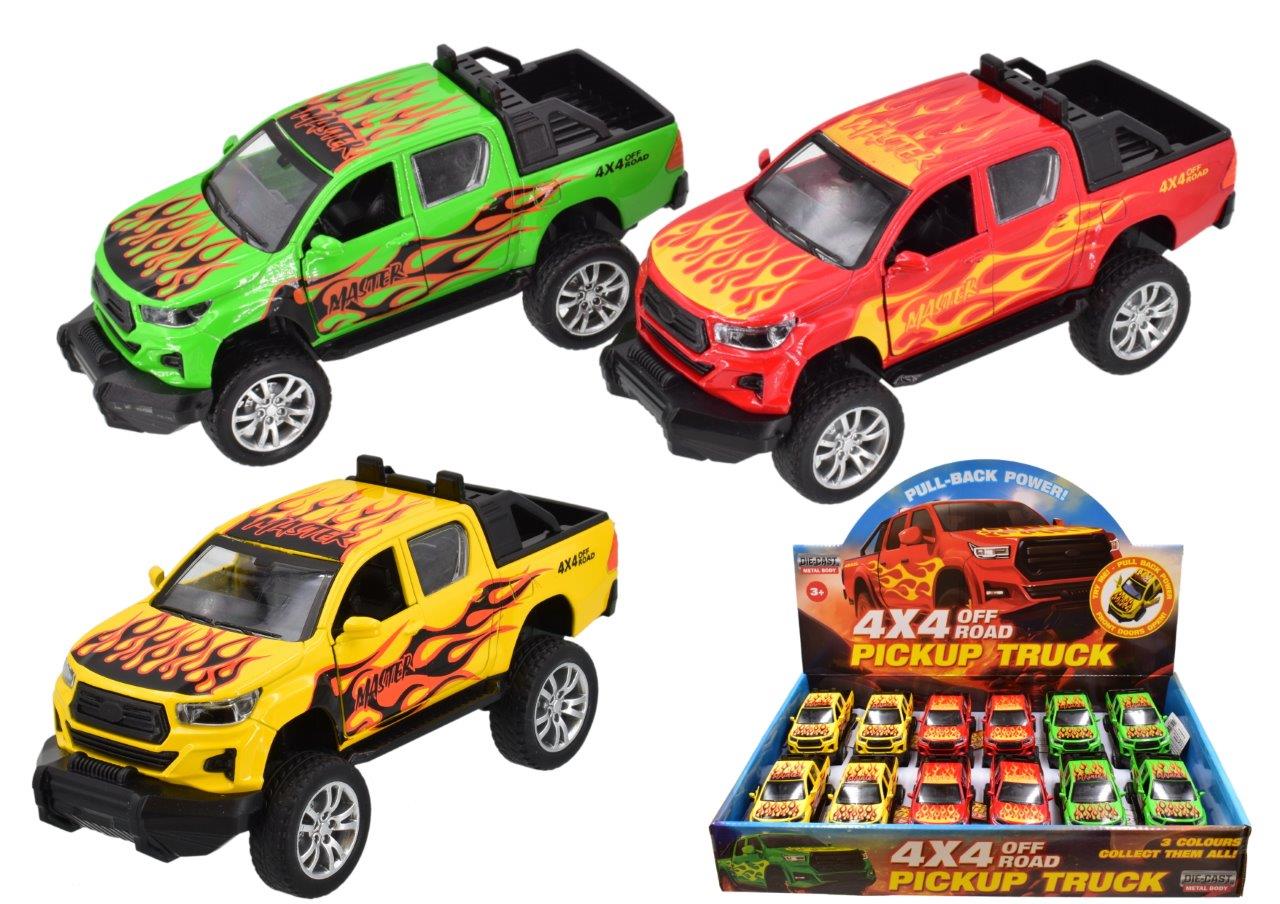 Die Cast 4 X 4 Flame Pick Up Trucks