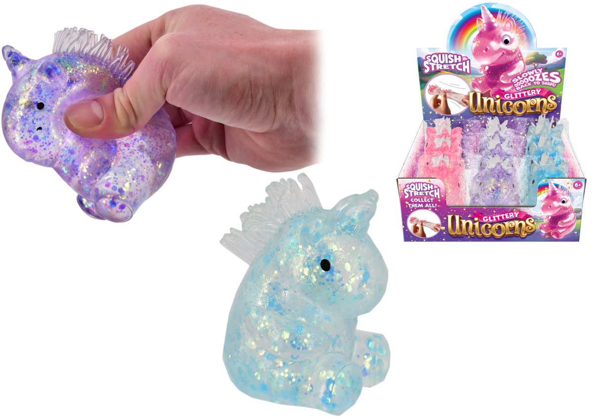 Stretchy Glitter Unicorns 3 Asst