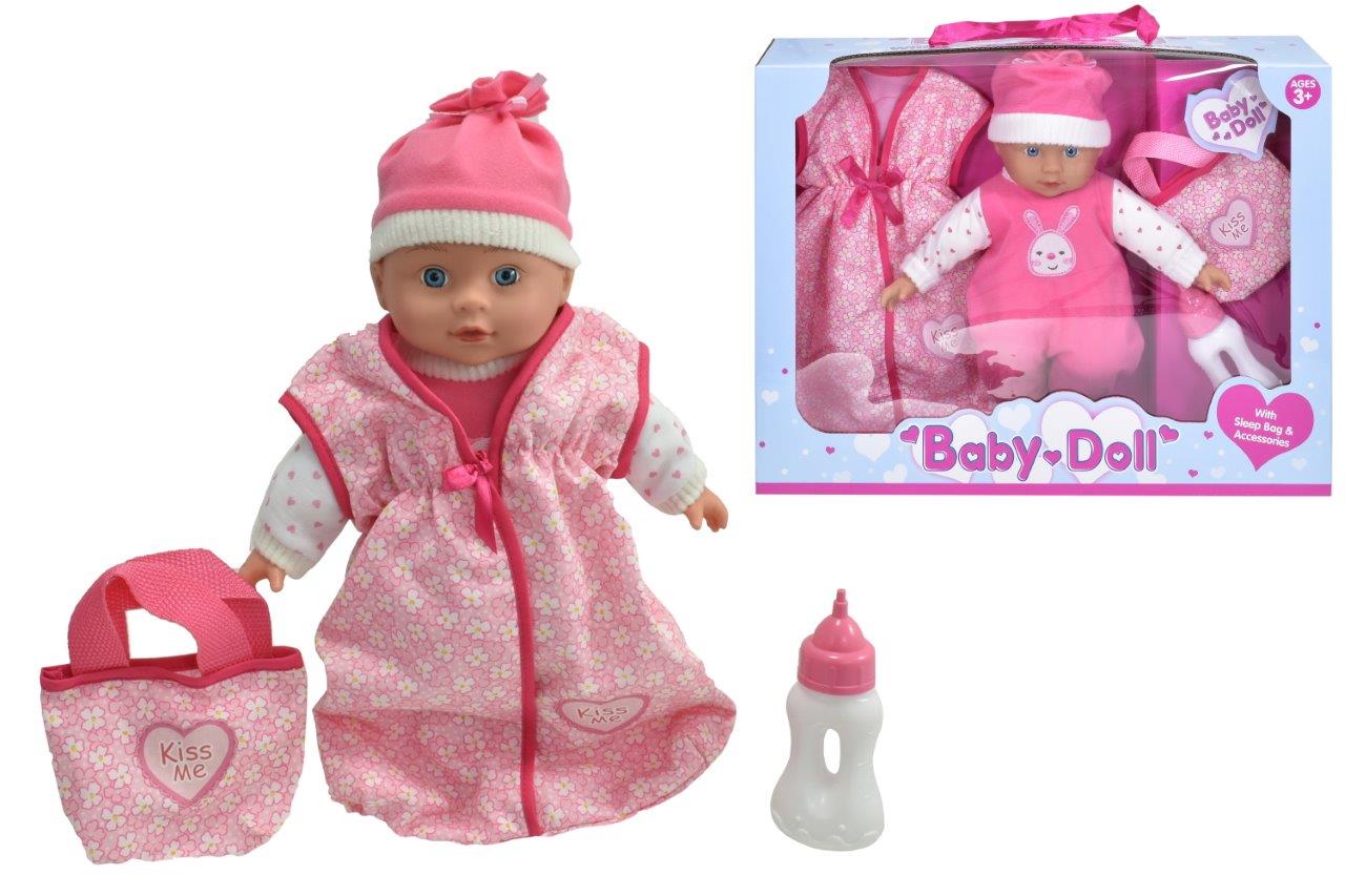 13 Vinyl Baby Doll With Sleep Bag & Accessories