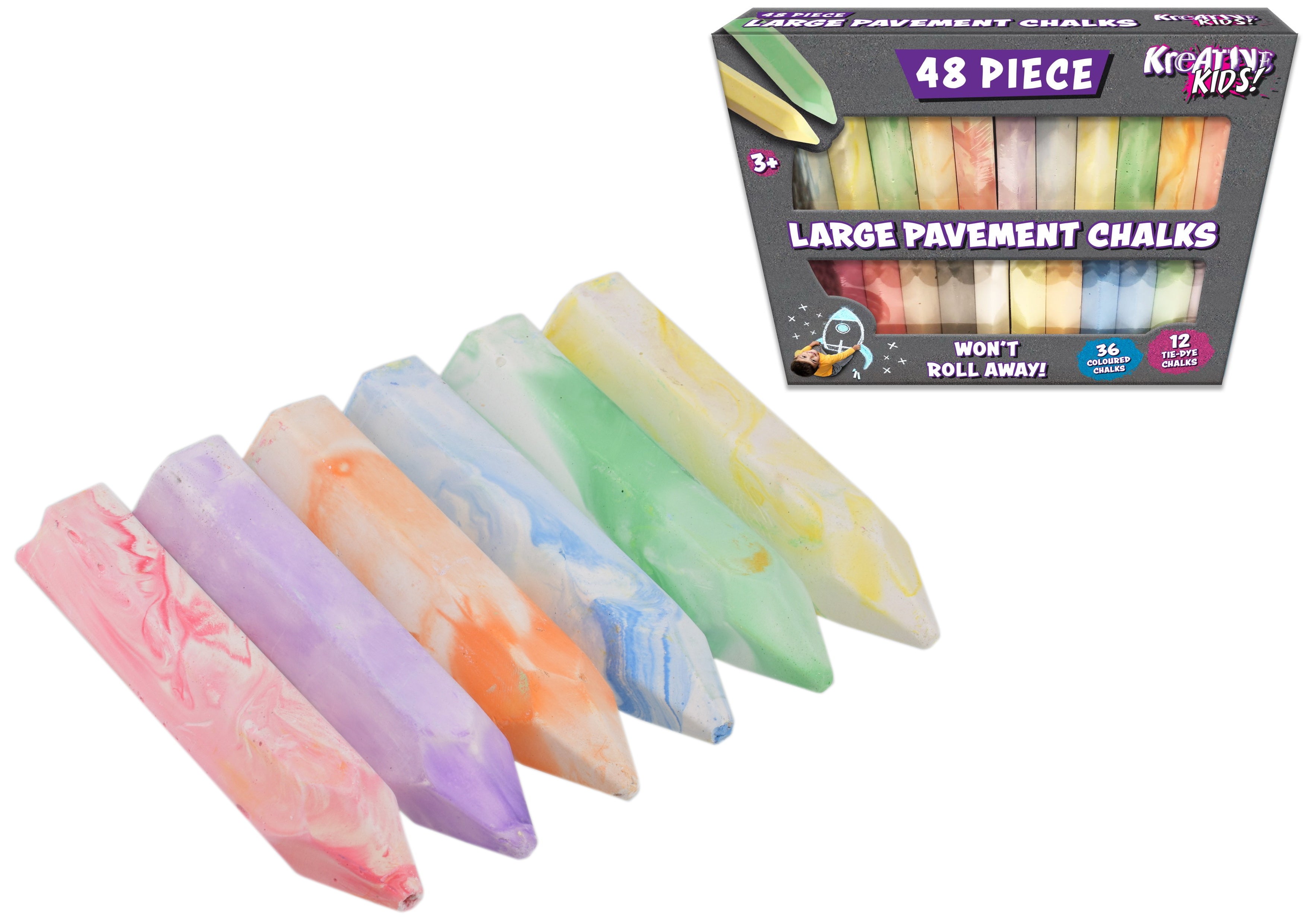Large 10cm Pavement Chalks 48 Pack