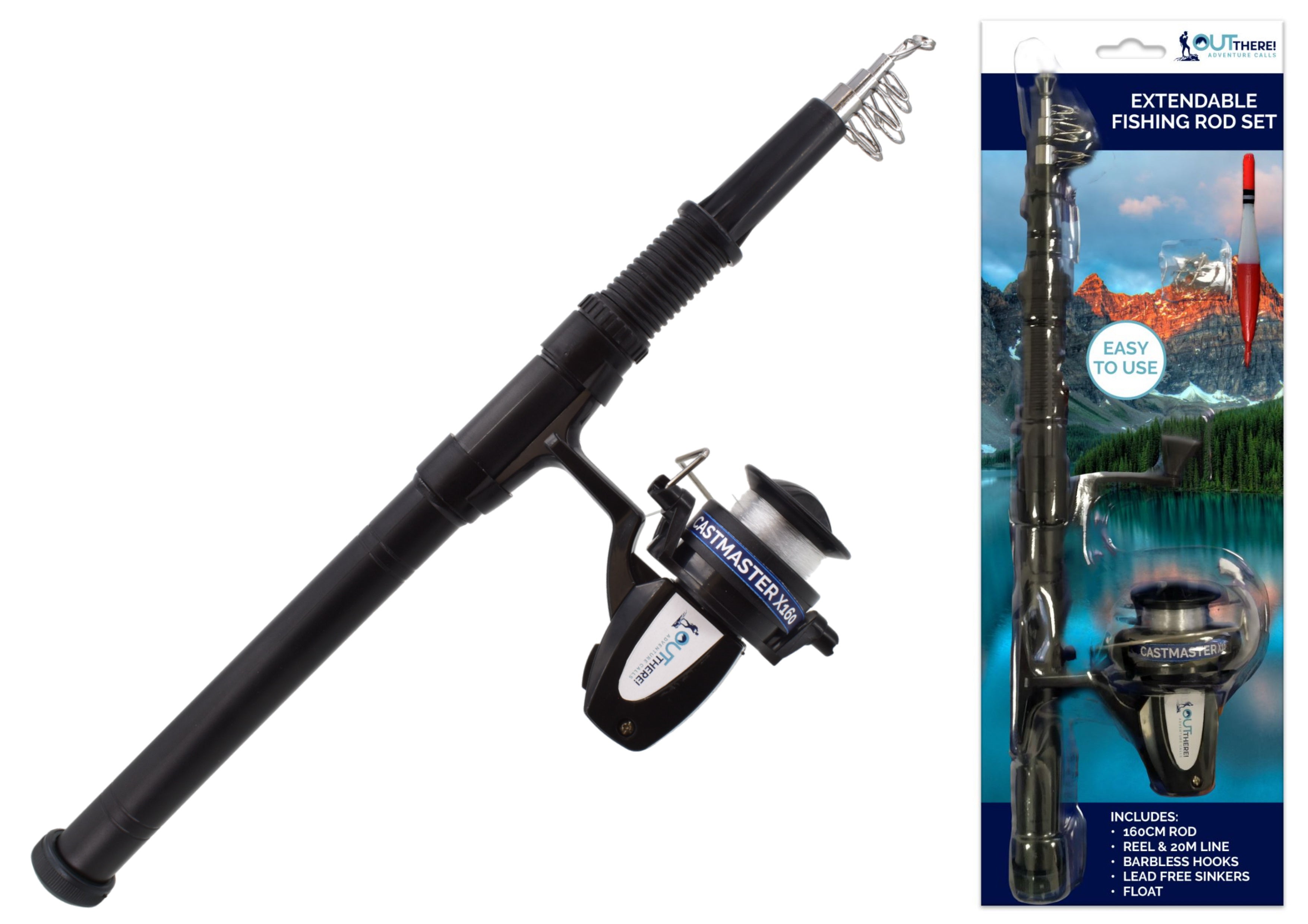 Extendable Fishing Rod With Float & Hooks