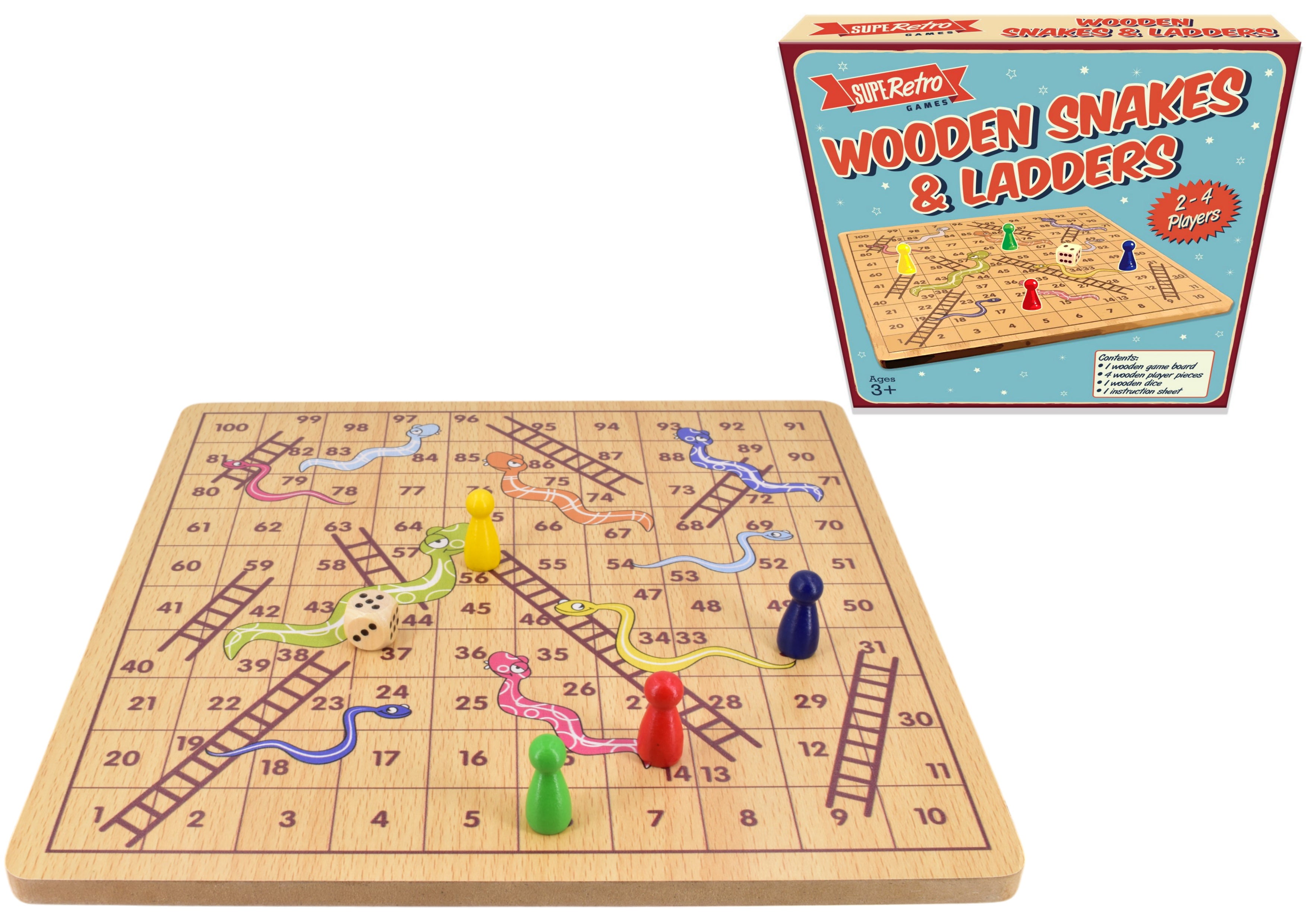 Retro Wooden Board Snakes And Ladders