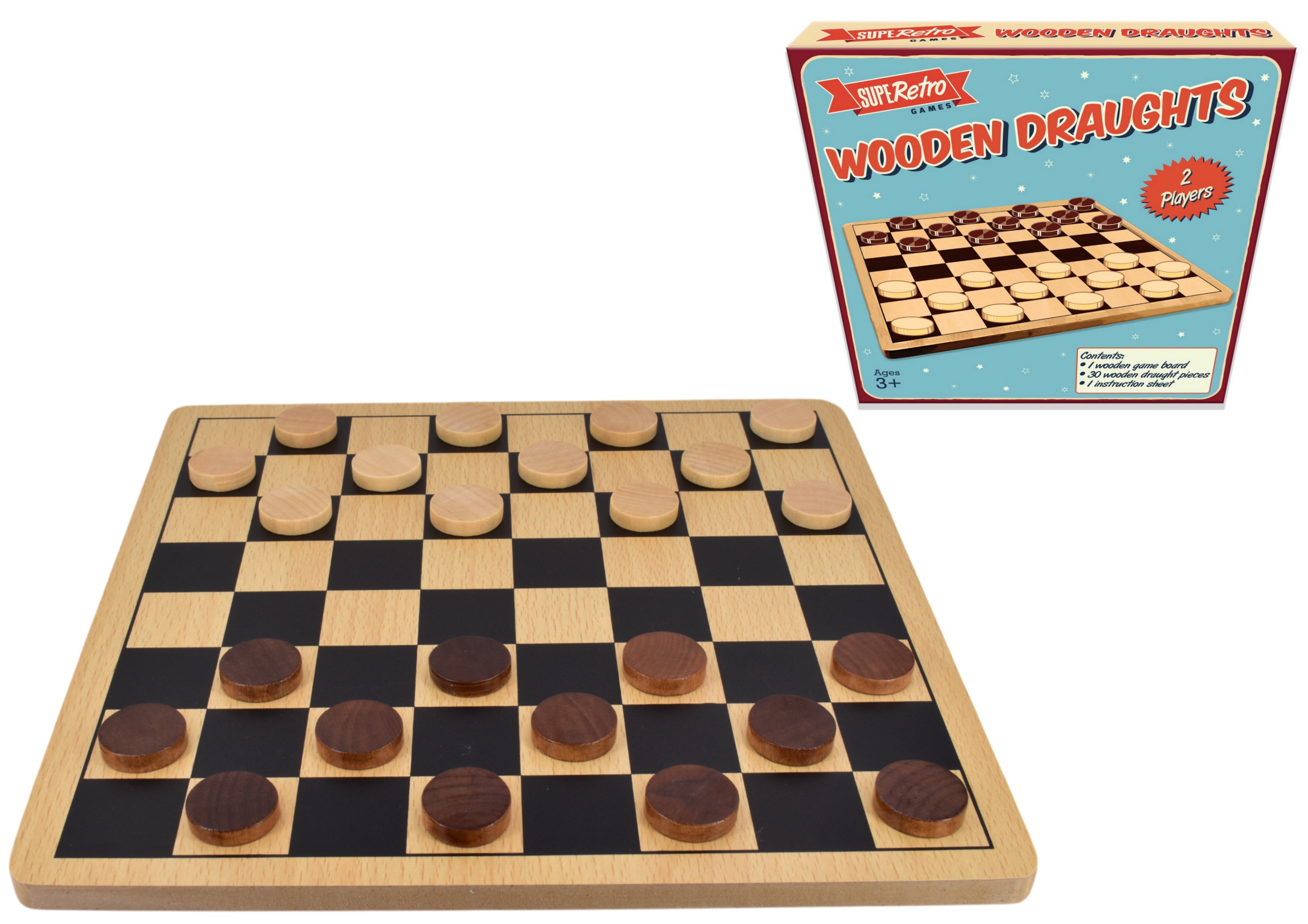Retro Wooden Board Draughts