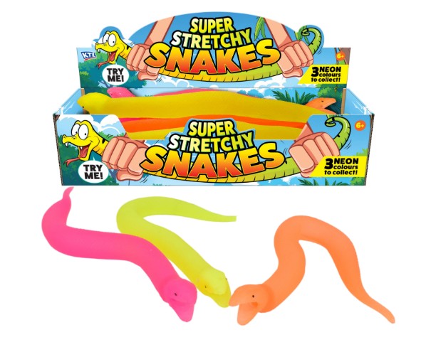 35cm Stretchy Squishy Neon Snake (3 Assorted)