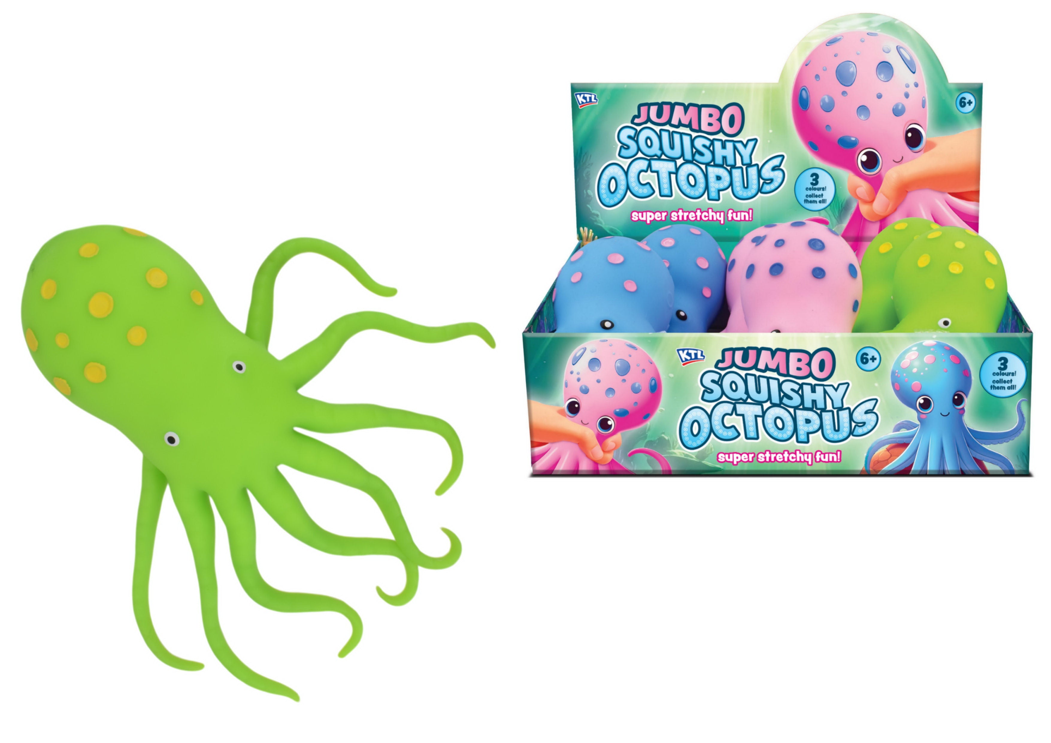 Jumbo Squishy Octopus (3 Assorted)
