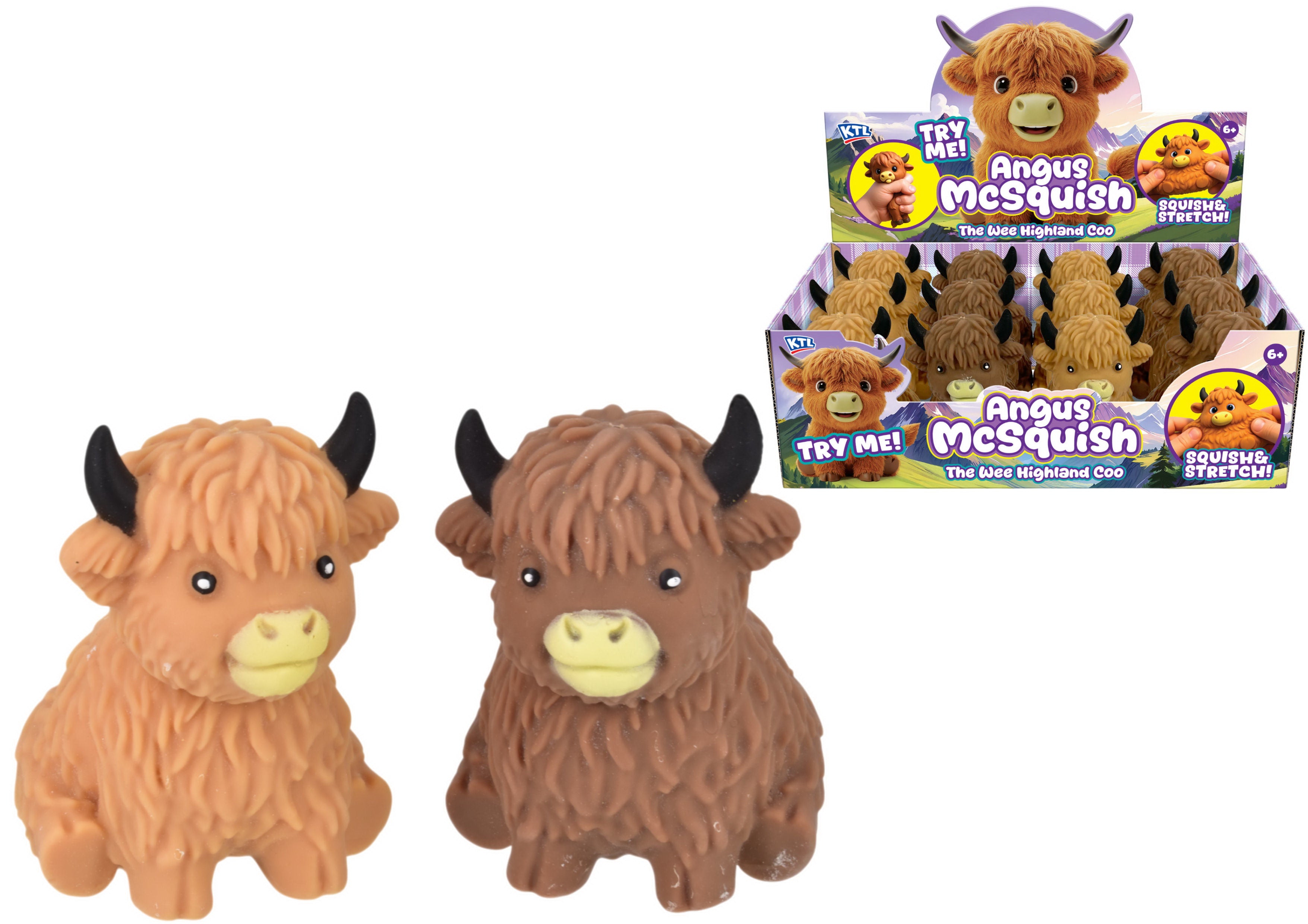Squeezy Sitting Highland Cow Asst