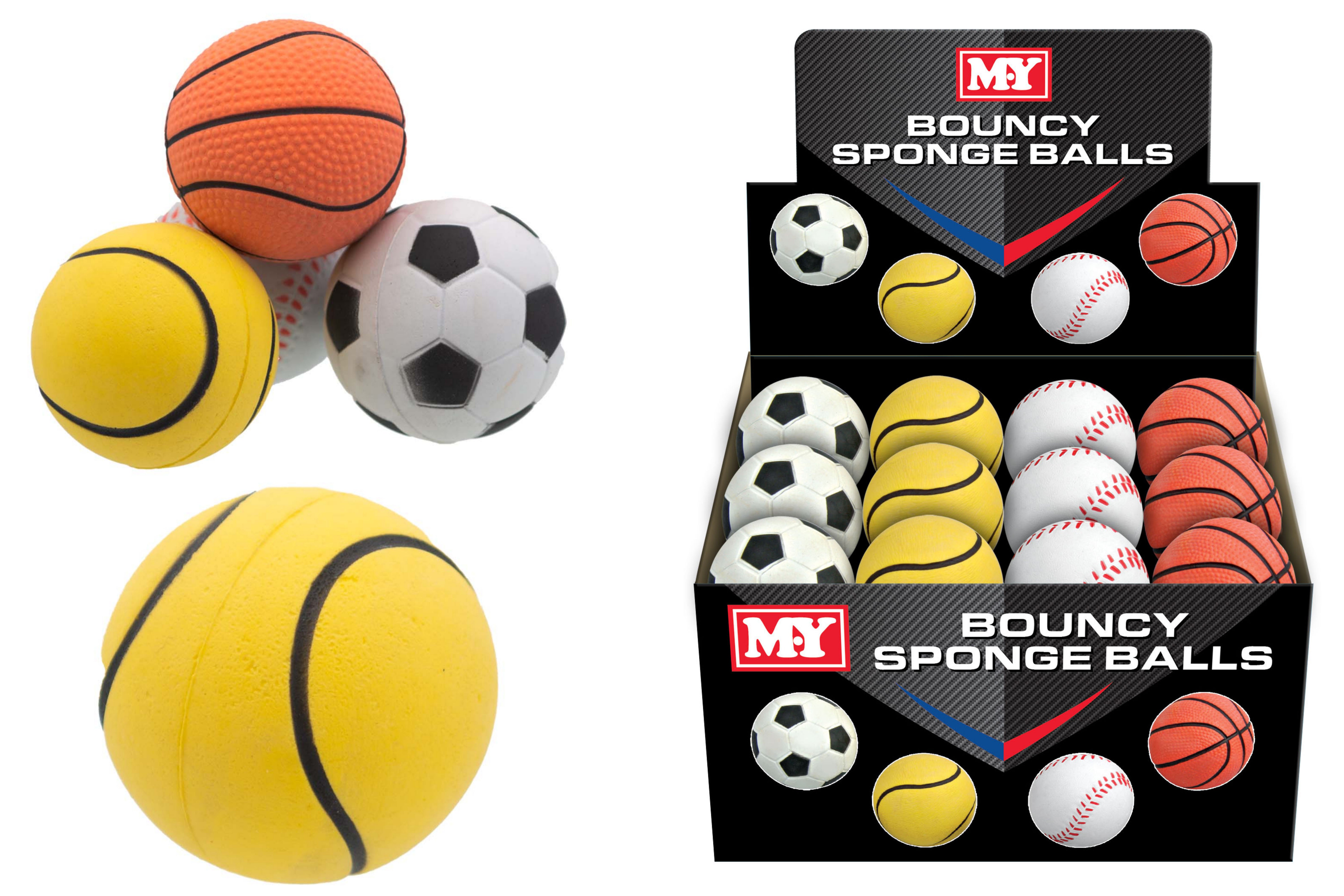 63mm Bouncy Sponge Balls Asst