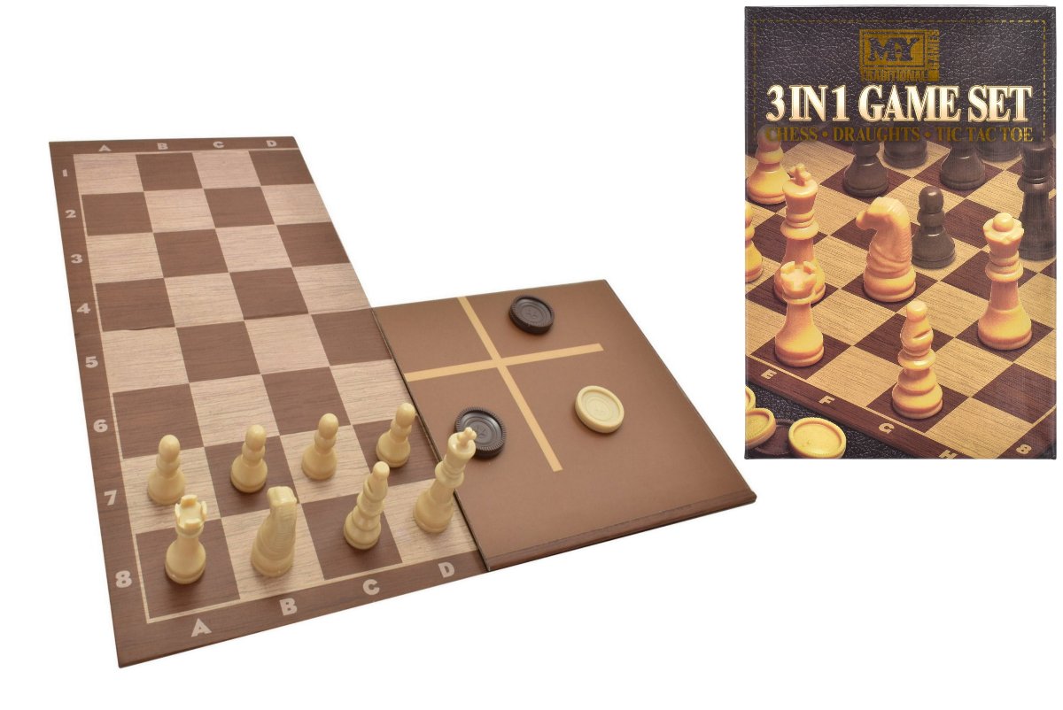 3 In 1 Chess/Checkers & Tic Tac Toe Game