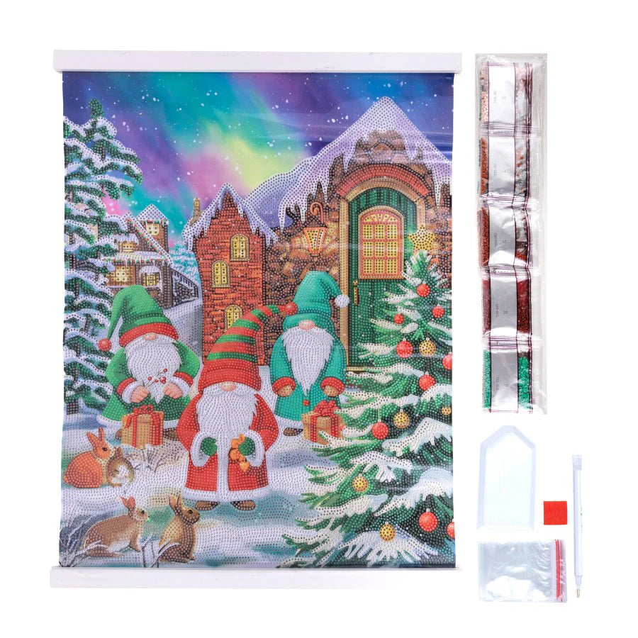 Three Merry Gnomes, 40x50cm Crystal Art Scroll
