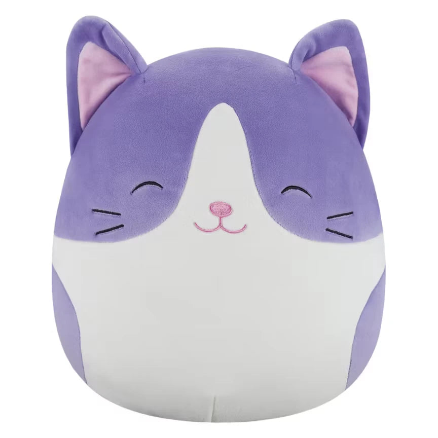7.5 Squishmallows Tzeitel - Lavender and White Tuxedo Cat W/Closed Eyes