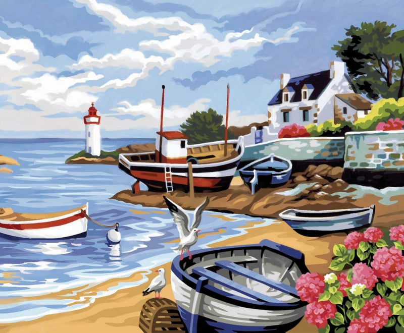 Senior Painting By Numbers Fishing Village