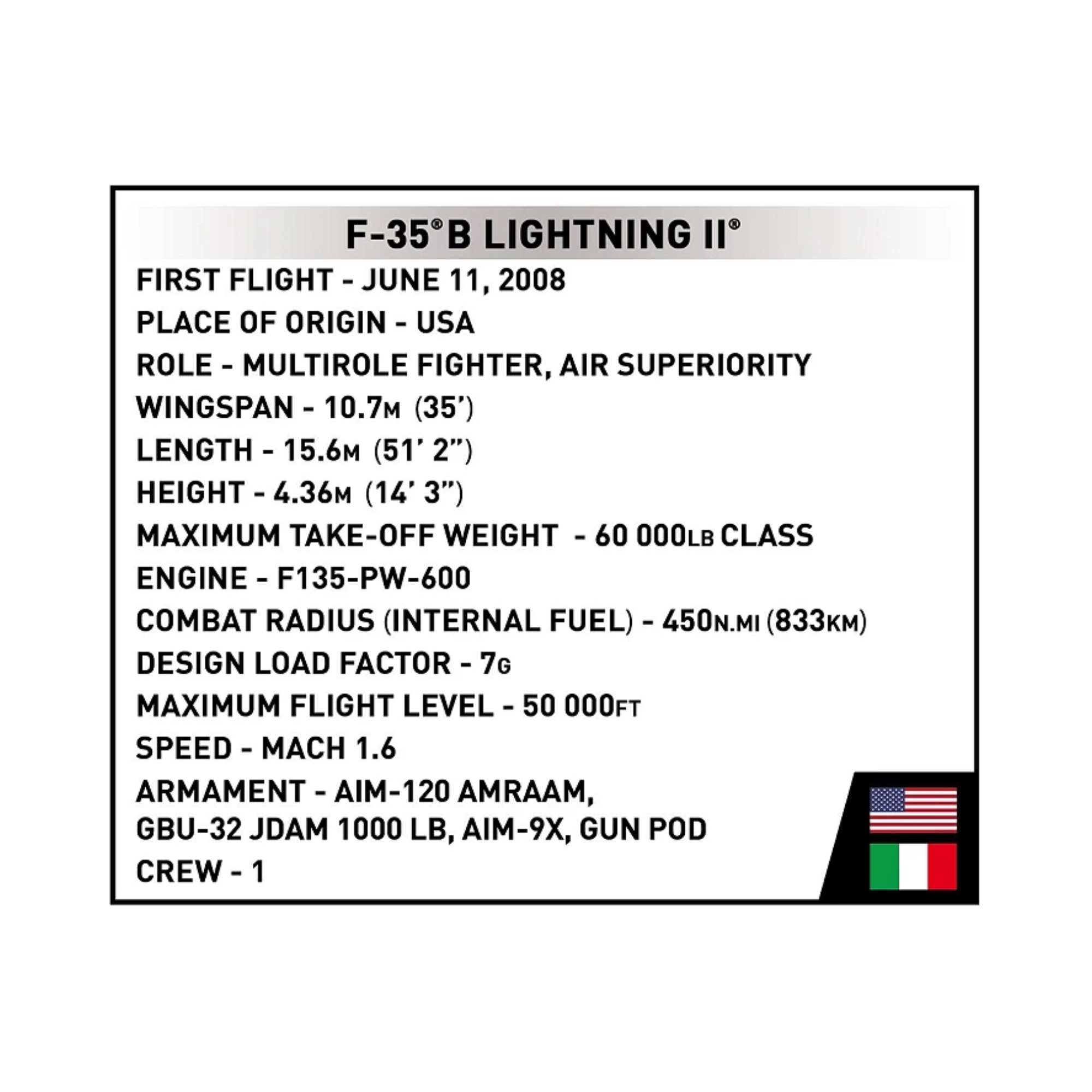 COBI Armed Forces F-35B Stovl Lightning II