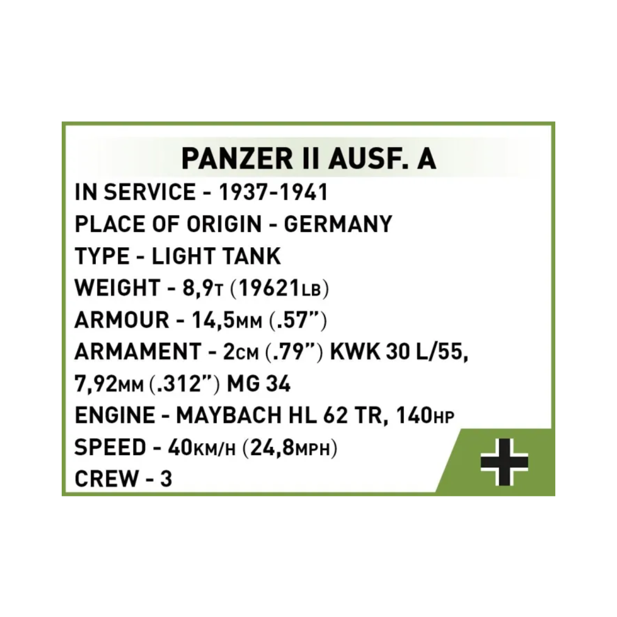 COBI Historical Collection WWii Panzer II Ausf.A