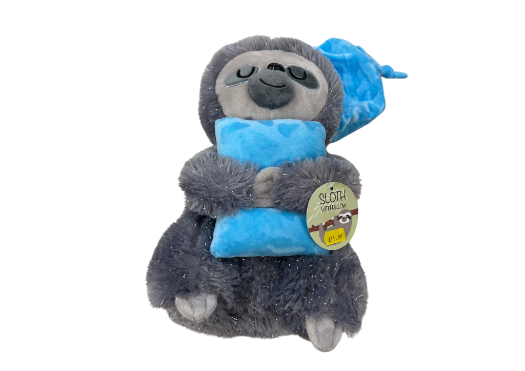 30Cm Plush Grey Sloth With Pillow
