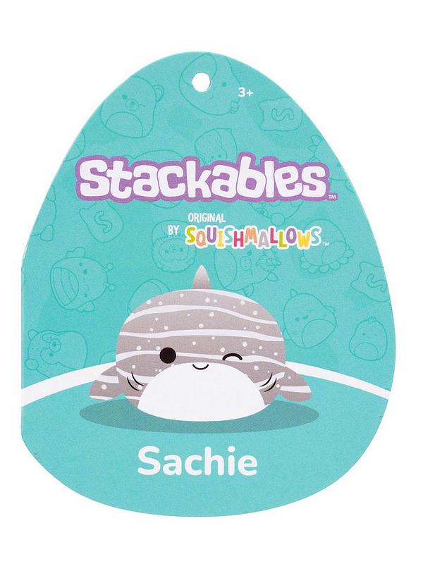 12" Squishmallow Stackables Sachie Grey Striped Whale Shark