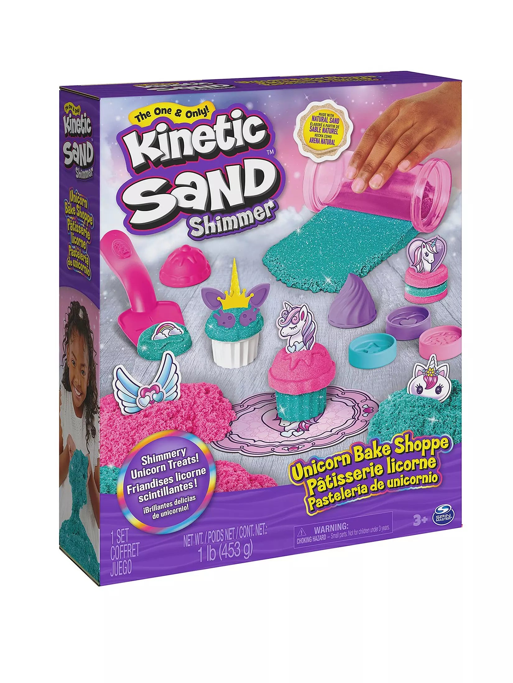 Kinetic Sand Shimmer Unicorn Bake Shoppe set packaging on a white background